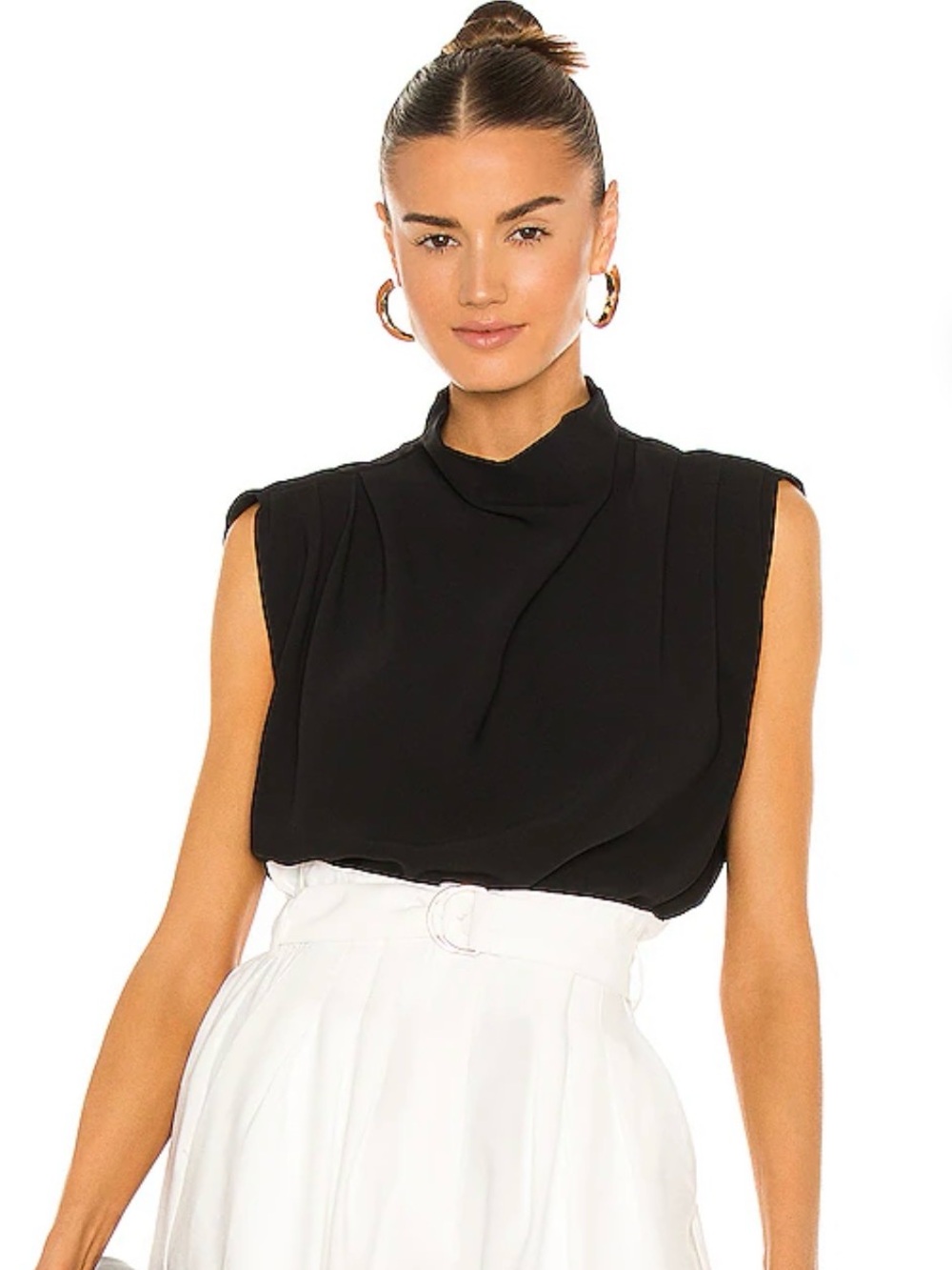 Sleeveless Draped Back Women's Top - Black
